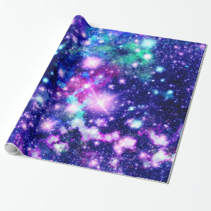 Rosa och purpurfärgade galaxstjärnor presentpapper