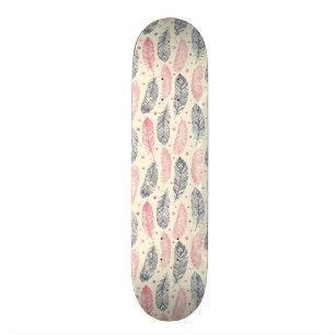 Rosa och purpurfärgat etniskt fjädermönster mini skateboard bräda 18,7 cm