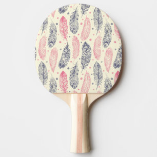 Rosa och purpurfärgat etniskt fjädermönster pingisracket