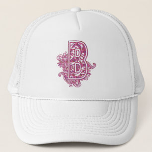 ROSA OCH PURPURFÄRGAT MONOGRAMBREV B TRUCKERKEPS
