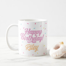 Rosa och Rainbow Sprinkles Anpassade Birthday