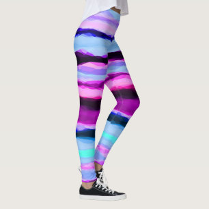 Rosa och Rand av blå Abstrakt Leggings
