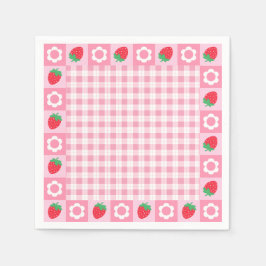 Rosa och Red Berry Första Födelsedagsfesten Napkin Pappersservett