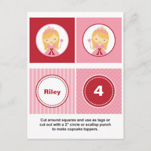 Rosa och Red Blonde Princess Cupkaka Toppers Vykort