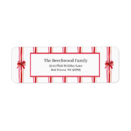 Rosa och Red Bows-julets adressetikett Returadress Etikett