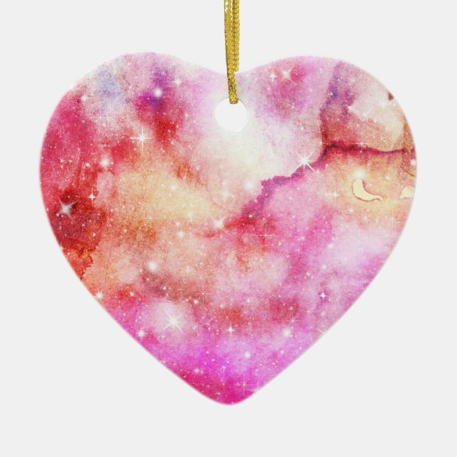 Rosa och Red Galaxy Mönster Julgransprydnad Keramik (Framsidan)