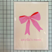 Rosa och Red Girly Coquette Bow Personlig Namn