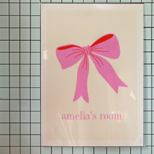 Rosa och Red Girly Coquette Bow Personlig Namn Poster