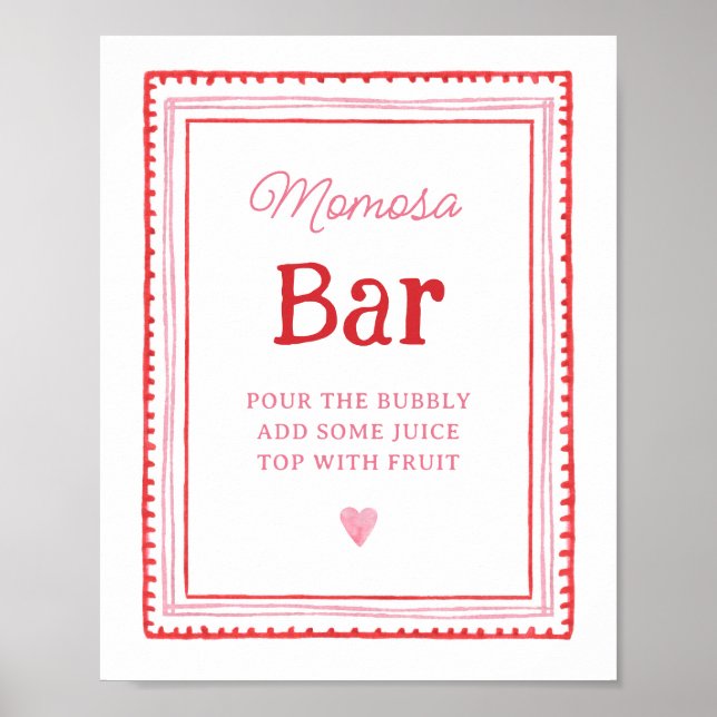 Rosa och Red Heart Momosa Pub Poster (Framsidan)