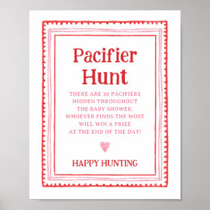 Rosa och Red Heart Nappar Hunt-spelsignatur Poster
