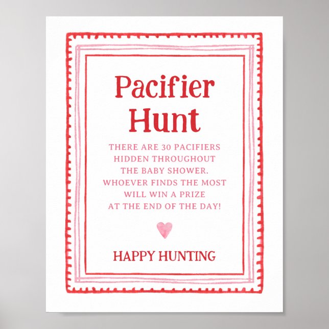 Rosa och Red Heart Nappar Hunt-spelsignatur Poster (Framsidan)