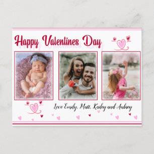 Rosa- och Red Hearts-fotokort Valentines day Helg Vykort