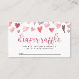 Rosa och Red Hearts Valentines Baby Diaper Raffle Placeringskort