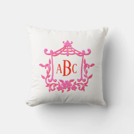 Rosa och Red Pagoda Flower Ram Monogram Initialer Kudde