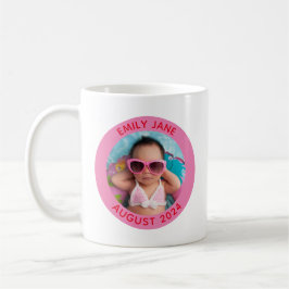 Rosa och Red Personlig Round Family Photo Kaffemugg