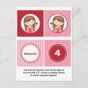 Rosa och Red Princess Cuppie Toppers Vykort