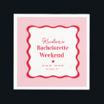 Rosa och Red Retro Bachelorette Helg Pappersservett<br><div class="desc">Rosa och Red Retro Bachelorette Helg Party Napkins</div>