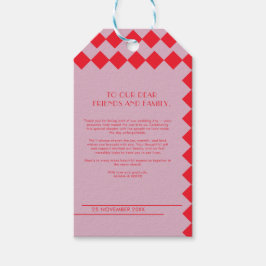 Rosa och Red Retro fet Kärlek och tack Bröllop Presentetikett