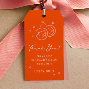 Rosa och Red Sketch Tack Bachelorette Favor Presentetikett