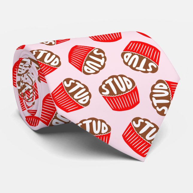 Rosa och Red Stud Muffin Valentine Neck Tie Slips (Rullad)