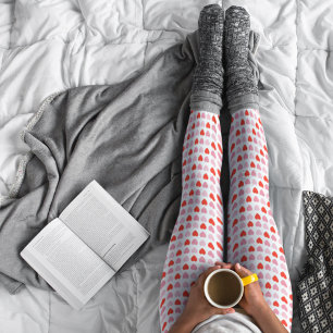 Rosa och Red Valentine Kärlek Heart Mönster Leggings