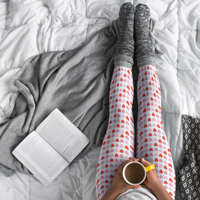 Rosa och Red Valentine Kärlek Heart Mönster Leggings (Skapare uppladdad)