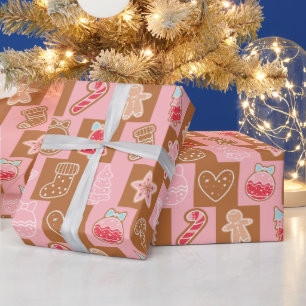 Rosa och rinnande ljus och modern jul presentpapper