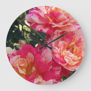 Rosa och Ro Blommigt Art Stor Klocka