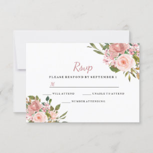 Rosa och Ro Guld Blommigt Elegant bröllop OSA Kort