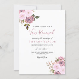 Rosa och Ro Guld Flowers Vow Renewal Inbjudan