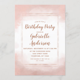  Rosa och Ro Guld Födelsedagsfest inbjudan