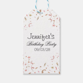 Rosa och Ro Guld Glitter confetti Presentetikett