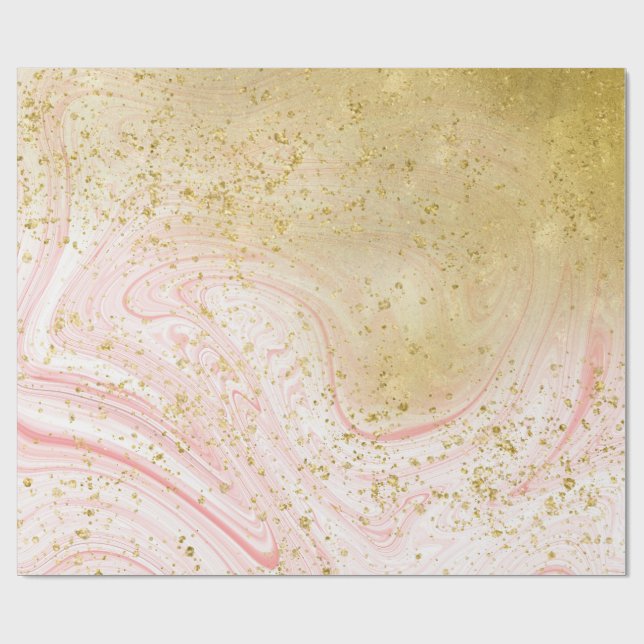 Rosa och Ro Guld Marble Wrapping Papper Presentpapper (Platt)