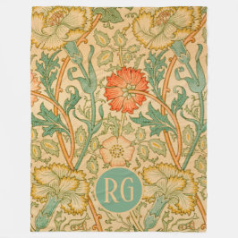 Rosa och Ro William Morris Monogram Personlig Fleecefilt