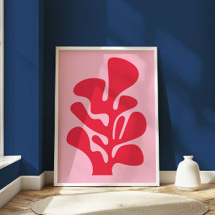 Rosa och Röd Abstrakt Matisse Coral Coastal Poster