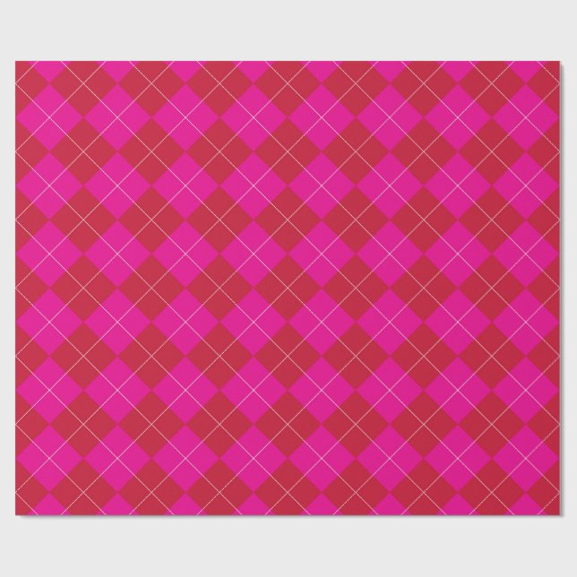 Rosa och röd argyle jul firande presentpapper (Platt)