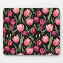 Rosa och Röd Blommigt Tulip Musmatta