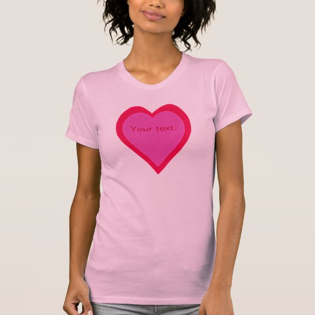 Rosa och röd Dubbla Hjärtar dina textrörelser T-shirt (Framsida)