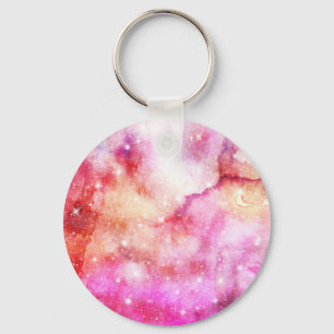 Rosa Och Röd Galaxmönster Nyckelring