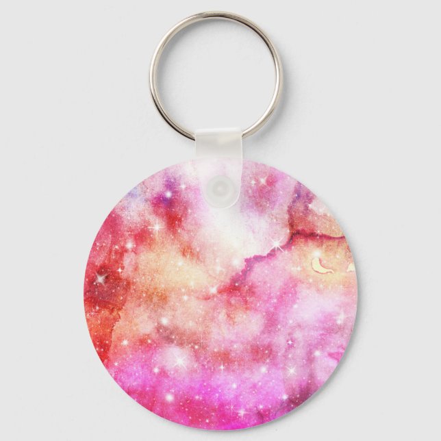 Rosa Och Röd Galaxmönster Nyckelring (Framsida)