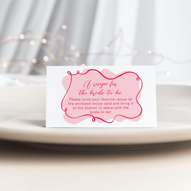 Rosa och röd handritad vågig recept för bruden tilläggskort (Skapare uppladdad)