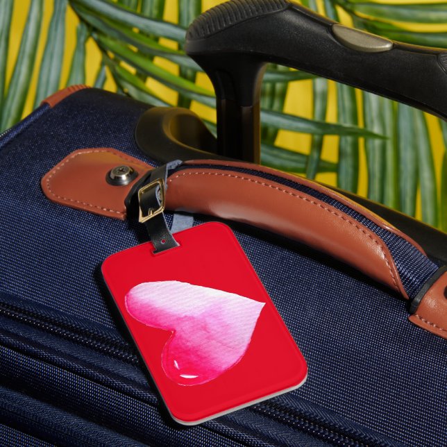 Rosa och röd hjärtfärg popkonsten valentin bagagebricka (Framsida Insitu 1)