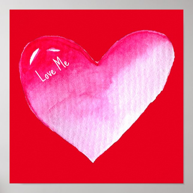 Rosa och röd hjärtfärg popkonsten valentin poster (Framsidan)