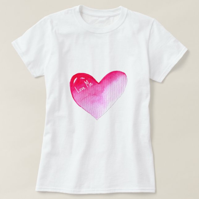 Rosa och röd hjärtfärg popkonsten valentin t shirt (Design framsida)