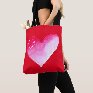Rosa och röd hjärtfärg popkonsten valentin tygkasse