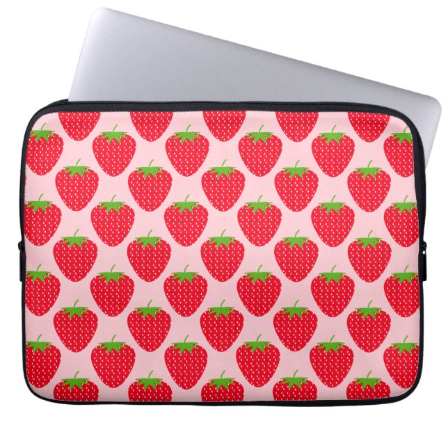 Rosa och röd jordgubbemodell laptop fodral (Framsidan)