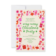 Rosa och Röd julafton Party inbjudan