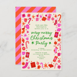 Rosa och Röd julafton Party inbjudan