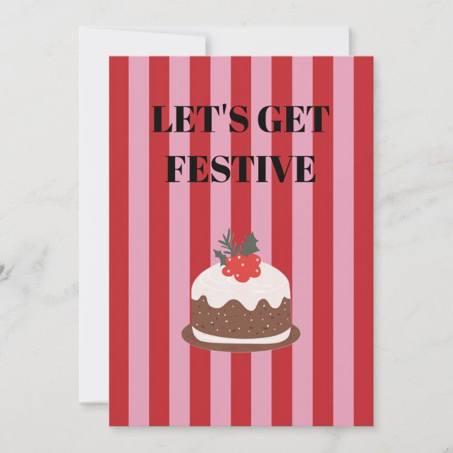 Rosa och röd julpudding inbjudningar (Framsida)