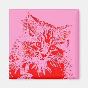 Rosa och röd kattmagnet magnet